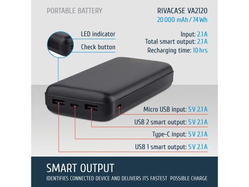 Внешний аккумулятор VA2120, 20000 mAh 7