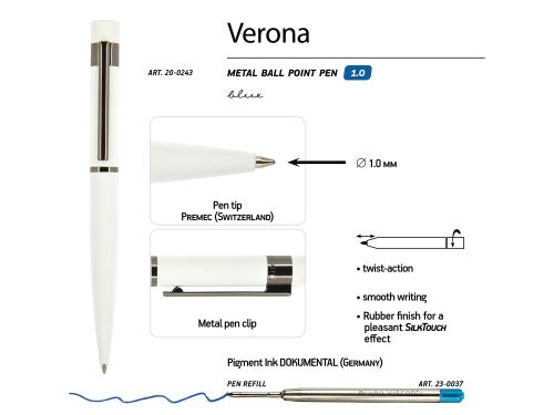 Ручка металлическая шариковая «Verona» 3