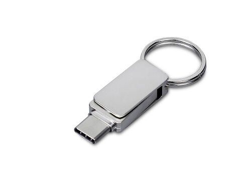 USB 2.0- флешка «Mercury» на 64 Гб с поворотным механизмом и дополнительным разъемом Type-C