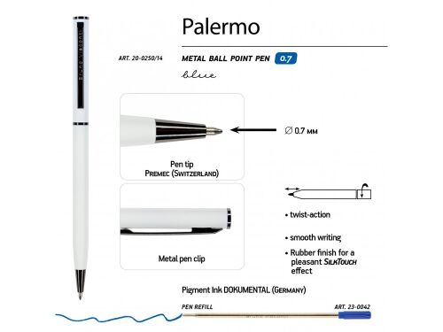 Ручка металлическая шариковая «Palermo», софт-тач 3