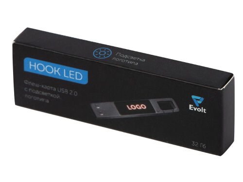 USB 2.0- флешка на 32 Гб c подсветкой логотипа «Hook LED» 7