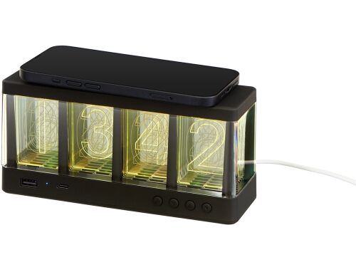 Часы с LED-подсветкой и беспроводной зарядкой «Cyber», 10 Вт 2 Часы с LED-подсветкой и беспроводной зарядкой «Cyber», 10 Вт 2