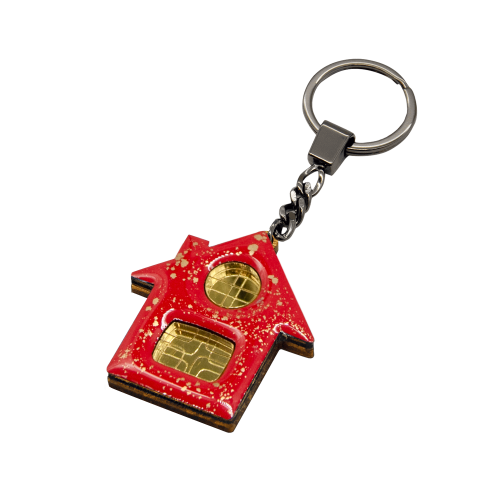 Брелок Дом (красный с золотом) 3