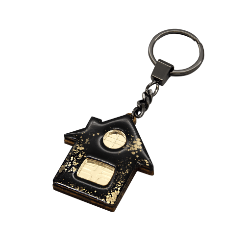 Брелок Дом (черный с золотом) 3
