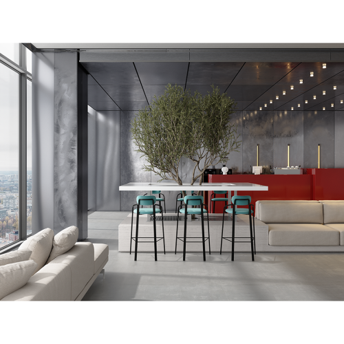 Стул барный ror, round, велюр, черный/светло-бирюзовый 2