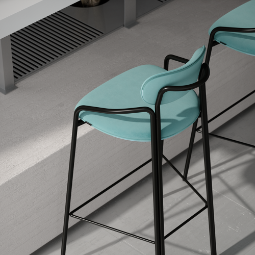 Стул барный ror, round, велюр, черный/светло-бирюзовый 2