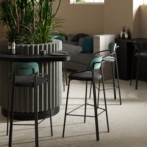 Стул барный ror, round, велюр, черный/темно-зеленый/черный 1