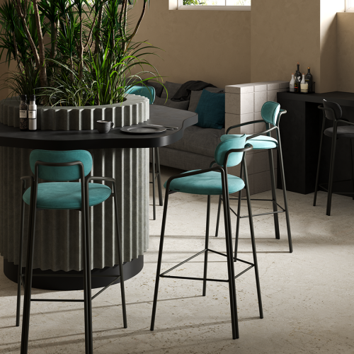 Стул барный ror, round, велюр, черный/светло-бирюзовый 5