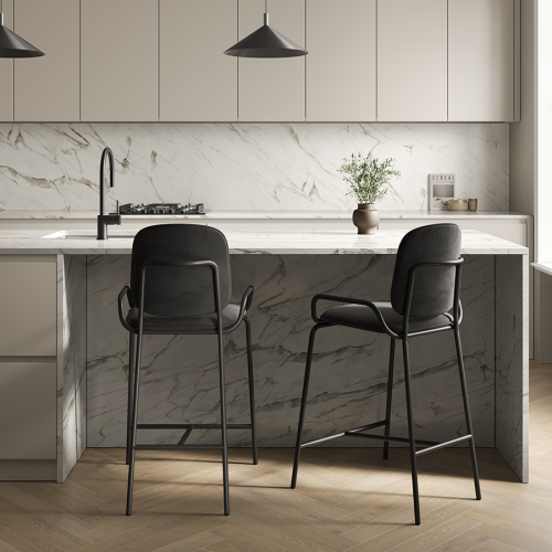 Стул барный ror, 2 frame, велюр, черный/черный 2