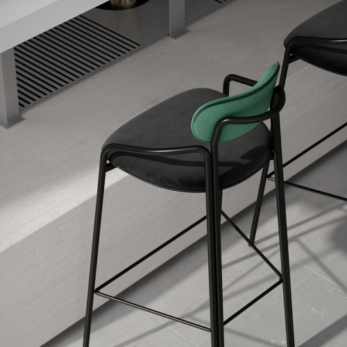Стул барный ror, round, велюр, черный/темно-зеленый/черный 4