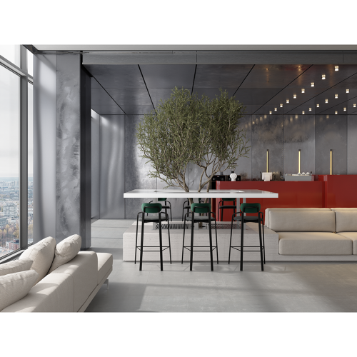 Стул барный ror, round, велюр, черный/темно-зеленый/черный 2